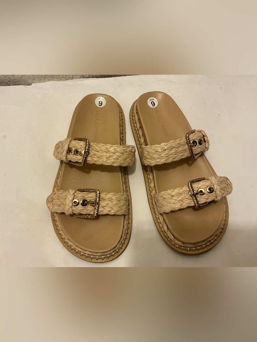 Ulla Johnson Braided Double-Buckle Slide Sandals in Natural